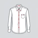 white shirt with red buttons image